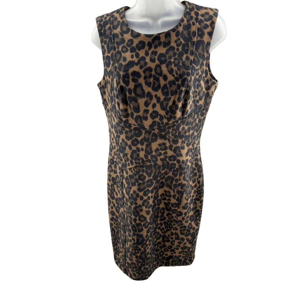 Tommy Hilfiger Womens Leopard Print Stretch Sheath Dress Zipper‎ Size 8